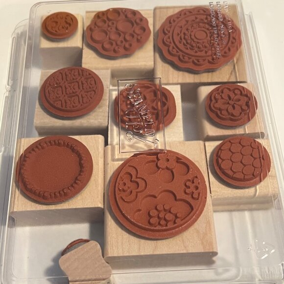 Stampin Up! Circle Circus Rubber Stamp Set Of 10 Two-Step Wooden Stamps - Picture 2 of 3